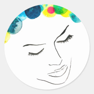 Sticker Rond Coiffure de bulle psychédélique