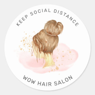 Sticker Rond coiffure rose rousse coiffeur salon de coiffure di