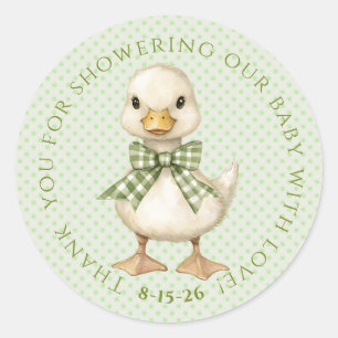 Sticker Rond Coin coin ! dit le canard ! Baby Shower 
