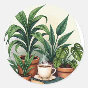 Sticker Rond Coin lecture cosy pour parents de plantes Collecti