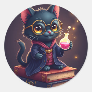 Sticker Rond Coin Magique de Salon de Lecture Dark Academia Boo