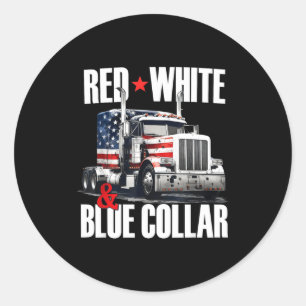 Sticker Rond Col blanc et bleu rouge col de camionneur patrioti