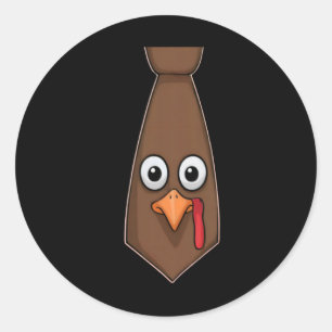 Sticker Rond Col cravate drôle de Thanksgiving avec dinde pour