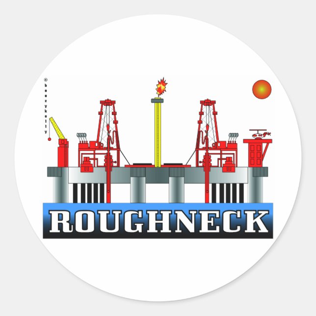 Sticker Rond Col roulé, Sticule de champ pétrolifère, Huile ext (Devant)
