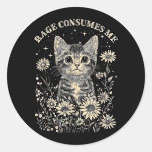Sticker Rond Colère de chat mignon qui consomme un chaton sarca