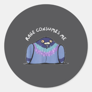 Sticker Rond Colère Me Consume Mème Geon Drôle Dessiné à la Mai