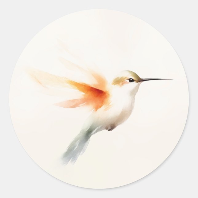 Sticker Rond Colibri Aquarelle (Devant)