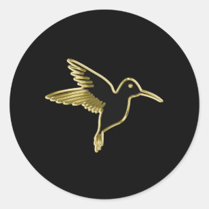 Sticker Rond Colibri d'or avec ailes tendues