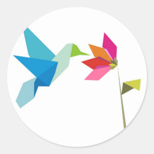 Sticker Rond Colibri d'origine et fleur