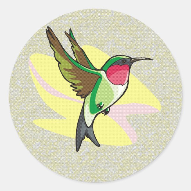 Sticker Rond Colibri en vol sur Arrière - plan texturé (Devant)