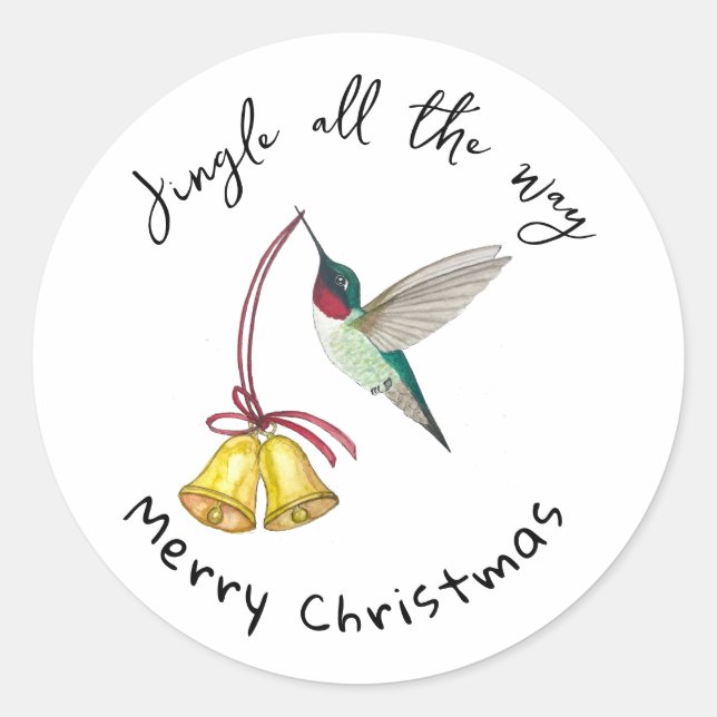 Sticker Rond Colibri et Cloches (Devant)