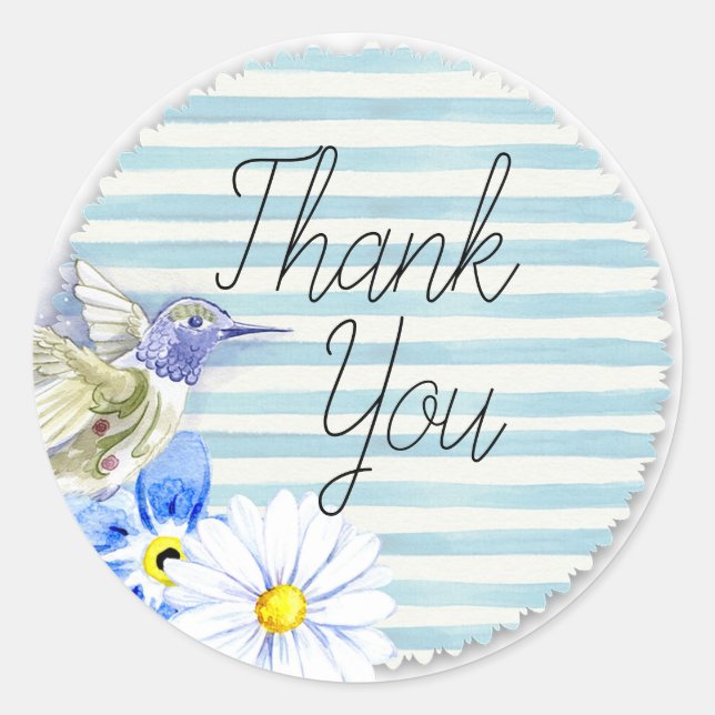 Sticker Rond Colibri et marguerites (Devant)