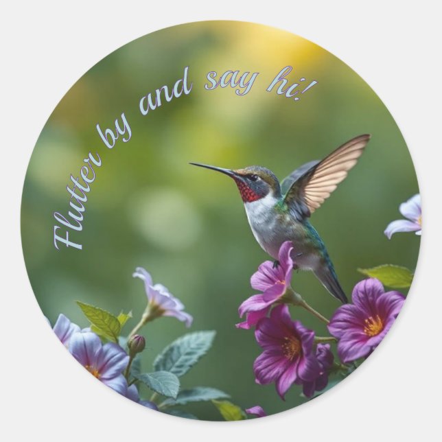 Sticker Rond Colibri floral (Devant)