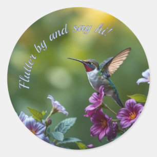 Sticker Rond Colibri floral