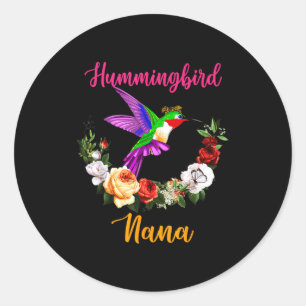 Sticker Rond Colibri nana floral oiseau nœud papillon amant mèr