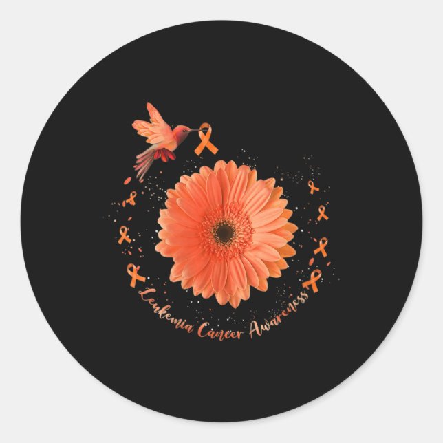 Sticker Rond Colibri Orange Tournesol Leucémie Cancer Aware (Devant)