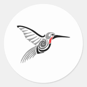 Sticker Rond colibri rouge de gris de gorge-ed
