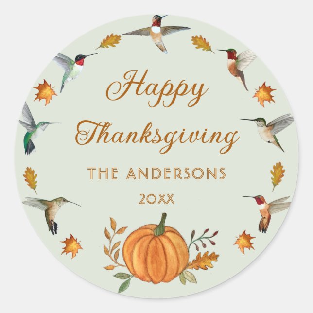 Sticker Rond Colibri Thanksgiving (Devant)