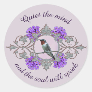 Sticker Rond Colibri Throated Ruby, Embellissements Violets
