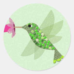 Sticker Rond Colibri vert