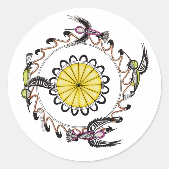 Sticker Rond Colibris 2 (Devant)