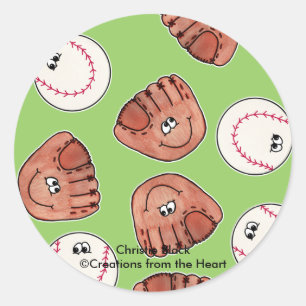 Sticker Rond Collage Ball and Glove