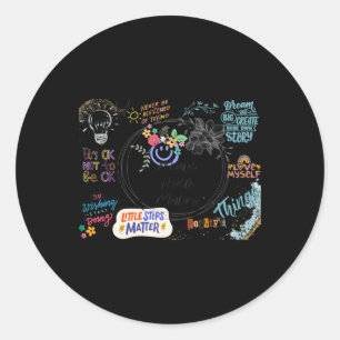Sticker Rond Collage coloré Citations positives Santé mentale S
