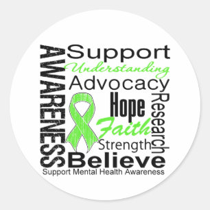 Sticker Rond Collage - conscience de santé mentale