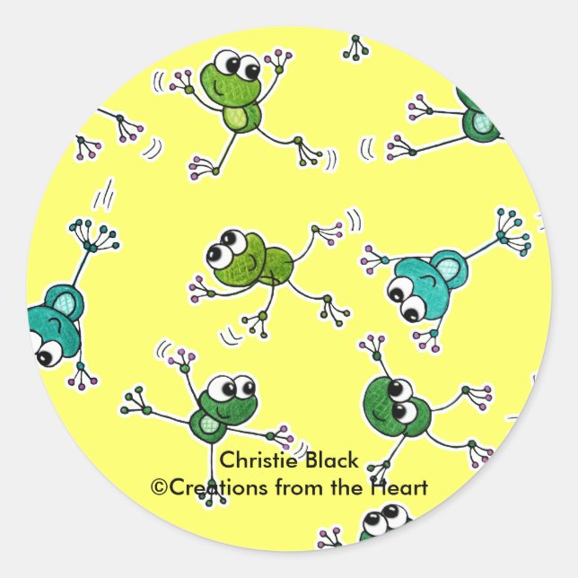 Sticker Rond Collage de grenouilles (Devant)