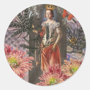 Sticker Rond Collage de la déesse céleste Vierge : Céleste vint