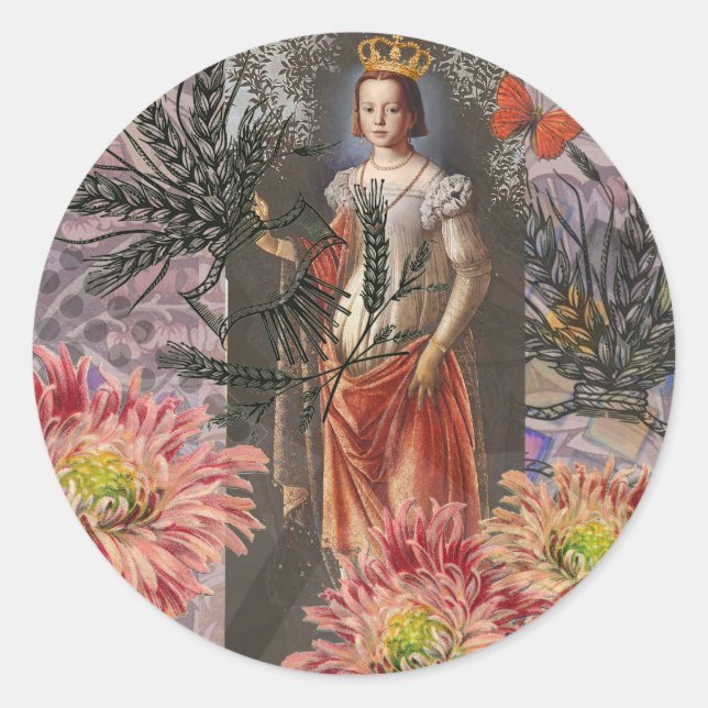 Sticker Rond Collage de la déesse céleste Vierge : Céleste vint (Devant)