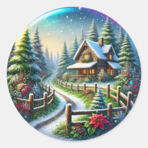 Sticker Rond Collage de Noël