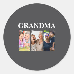 Sticker Rond Collage de photos grand-mère D famille