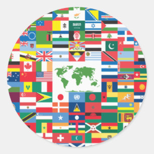 Sticker Rond Collage des drapeaux de pays du monde entier