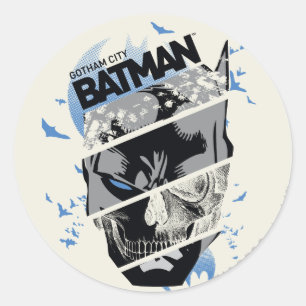 Sticker Rond Collage du crâne Gotham City Batman