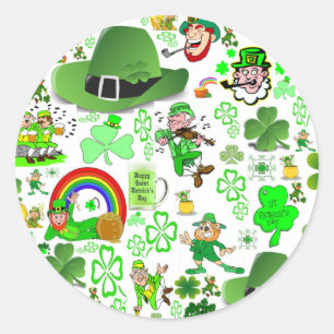 Sticker Rond Collage du jour de St Patrick