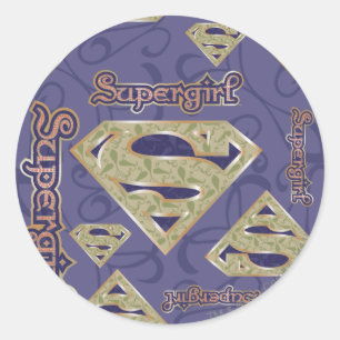 Sticker Rond Collage du logo super girl Fancy