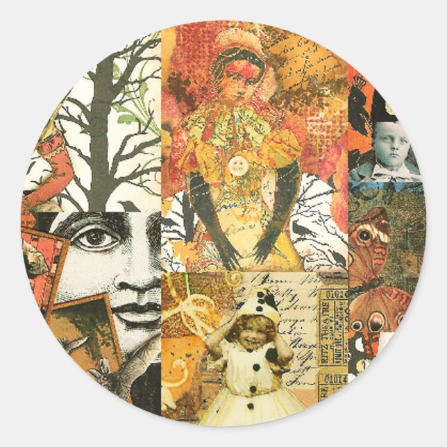 Sticker Rond Collage Halloween vintage (Devant)