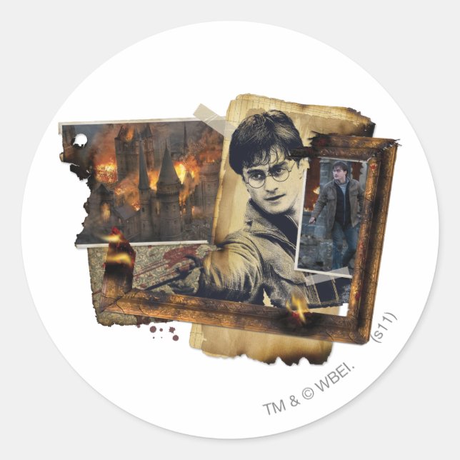 Sticker Rond Collage Harry Potter 7 (Devant)