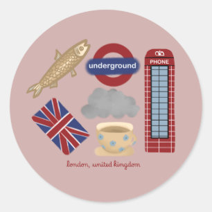Sticker Rond collage Londres, Royaume-Uni