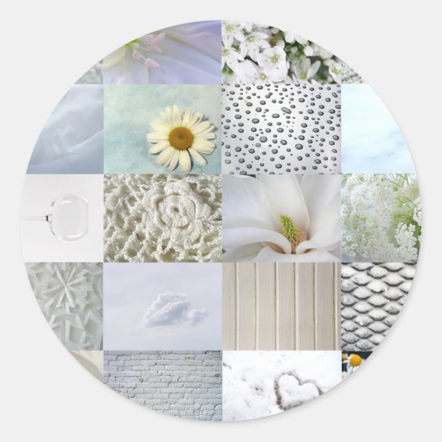 Sticker Rond Collage photo couleur blanche (Devant)