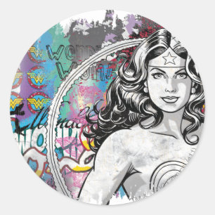 Sticker Rond Collage Wonder Woman 6