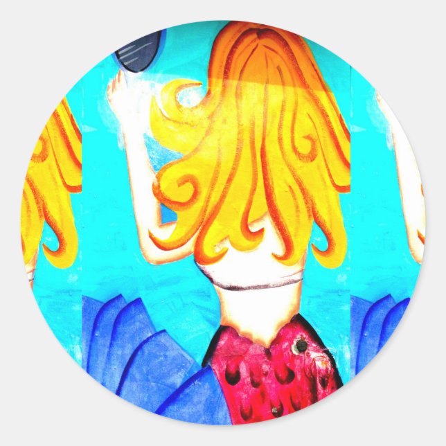 Sticker Rond collant blonde mermaid (Devant)