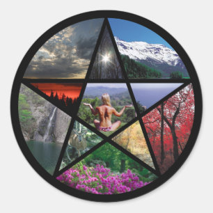 Sticker Rond collant Collage Pentacle