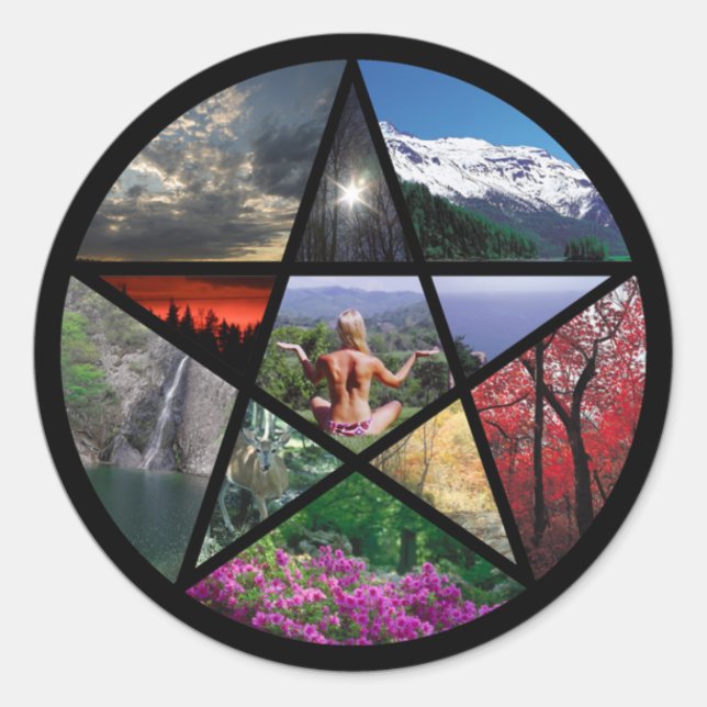 Sticker Rond collant Collage Pentacle (Devant)