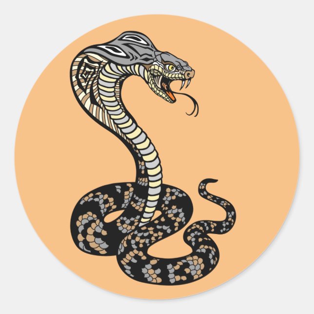 Sticker Rond collant rond classique du serpent de cobra (Devant)