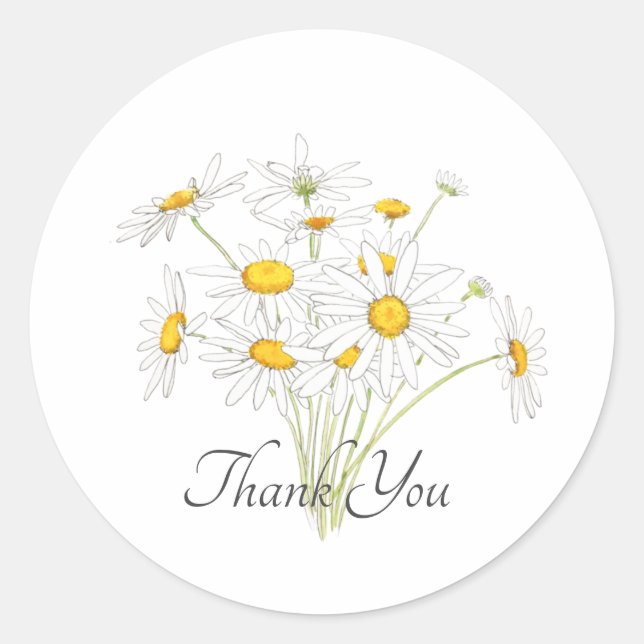 Sticker Rond collant rond classique marguerite blanche (Devant)