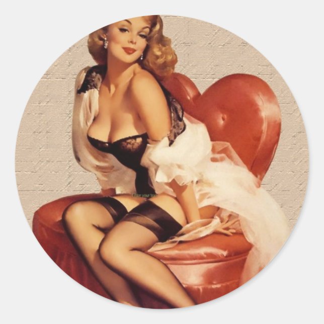 Sticker Rond colle ronde pin up (Devant)