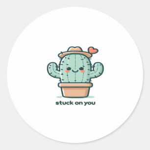 Sticker Rond Collé sur toi Cactus Conception de plante mignonne