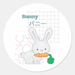 Sticker Rond Collection Cute Bunny-Kawaii